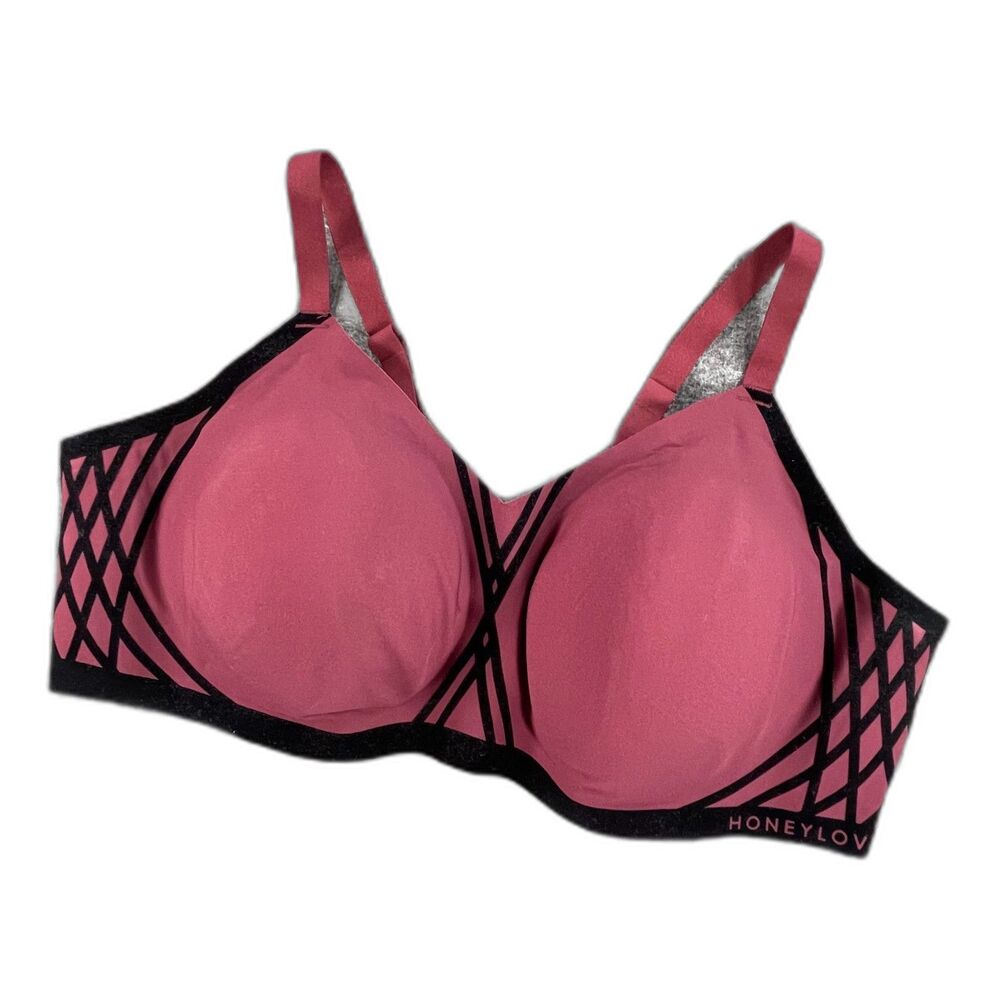 Honeylove Silhouette Wireless Lift Bra 3X Fig Burgundy Velvet Detail Smoothing